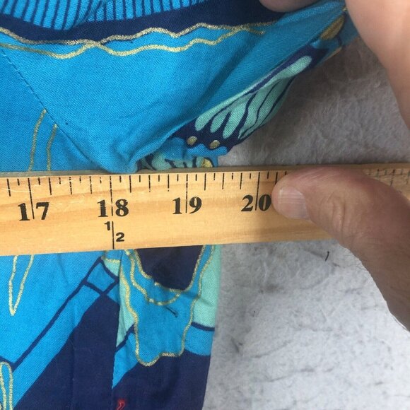 Vintage The African Village Tunic Womens Large Blue Gold Ethnic Tribal Artsy NEW - Picture 4 of 16